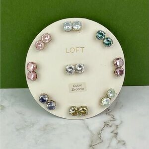 LOFT Sparkle Cluster Multicolor CZ Stud Earrings - Set of 9 Pair